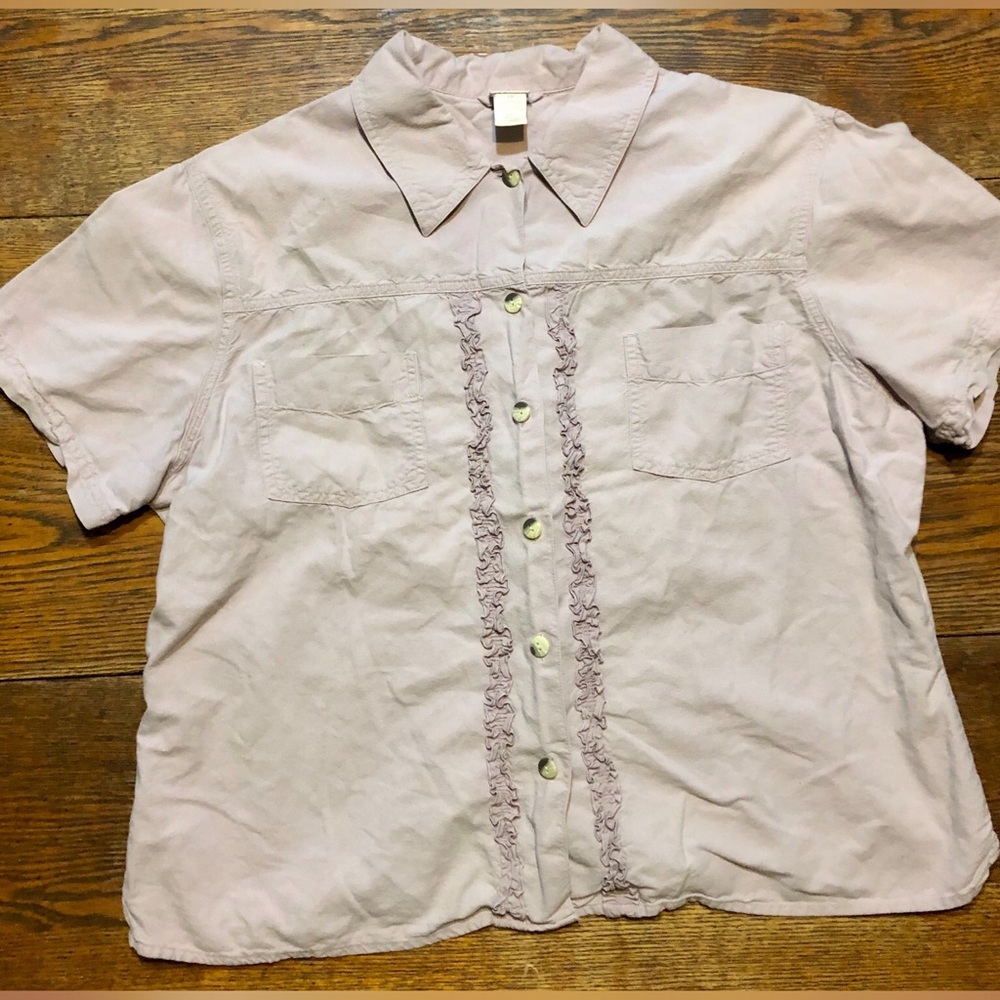 J.JILL Pastel Purple button down ruffle shirt s2x